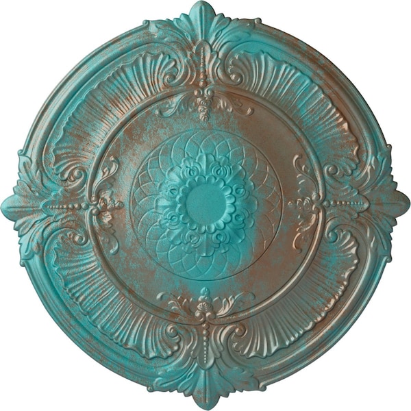 Ekena Millwork Attica Ceiling Medallion (Fits Canopies up to 3 3/4"), 39 1/2"OD x 2 1/2"P, Copper Green Patina CM39ATCGS - main